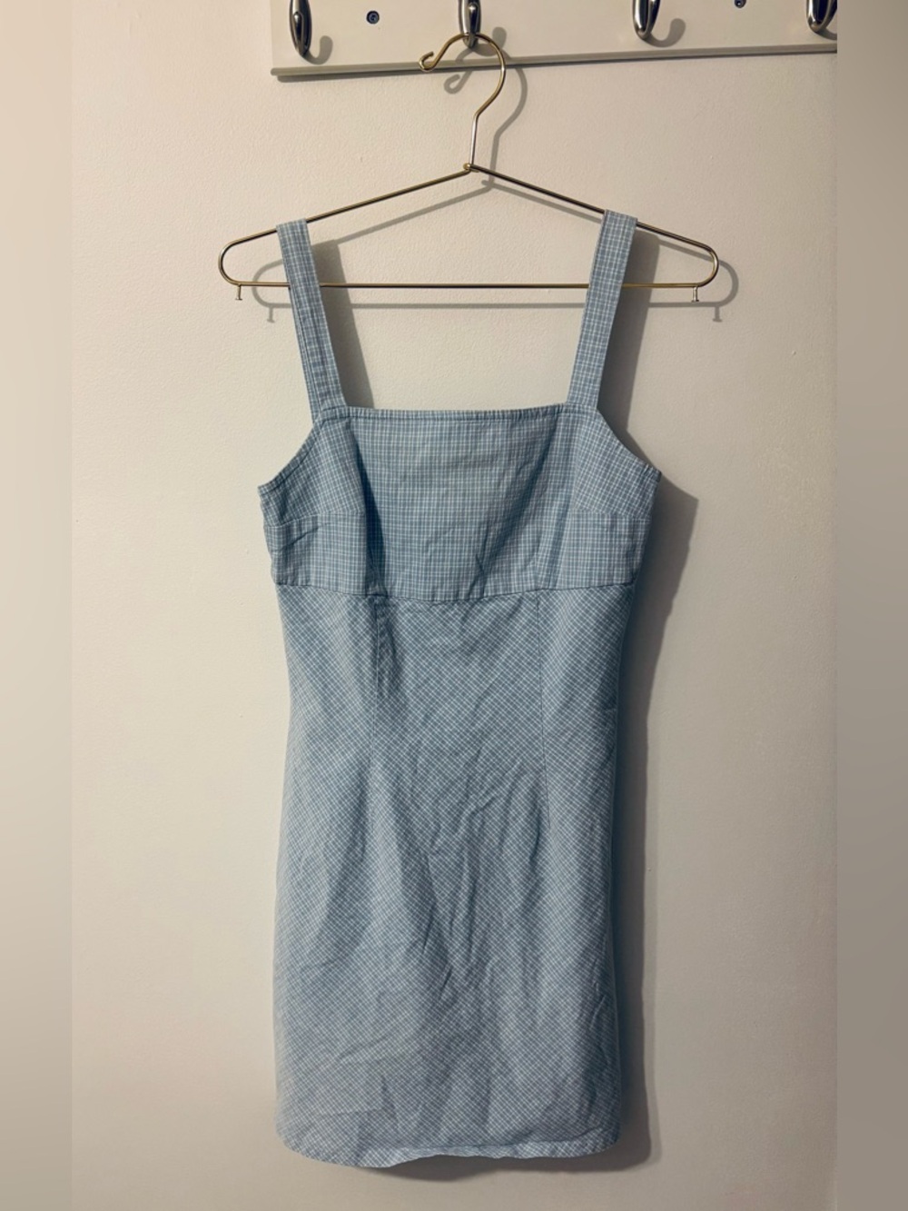 Historia Gingham Blue Cottagecore Mini Dress Small